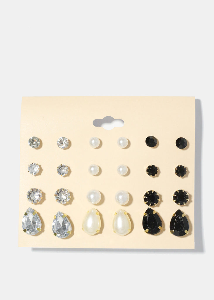12 Pair Studs and Pearl Earrings Style 2 JEWELRY - Shop Miss A