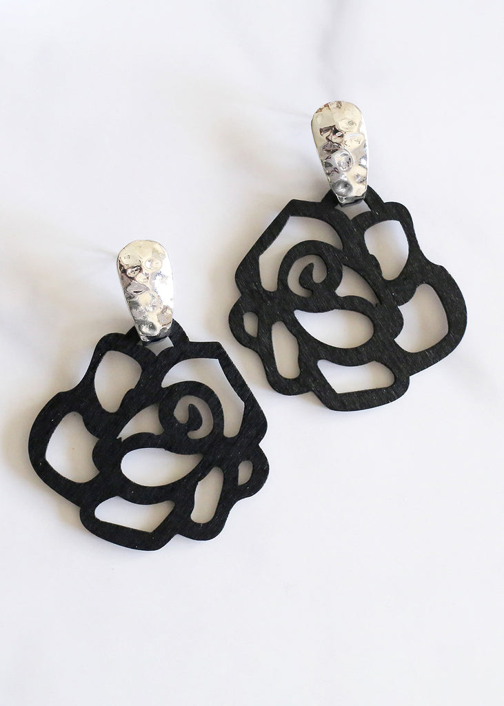 "Rose to the Occasion" Earrings Black JEWELRY - Shop Miss A