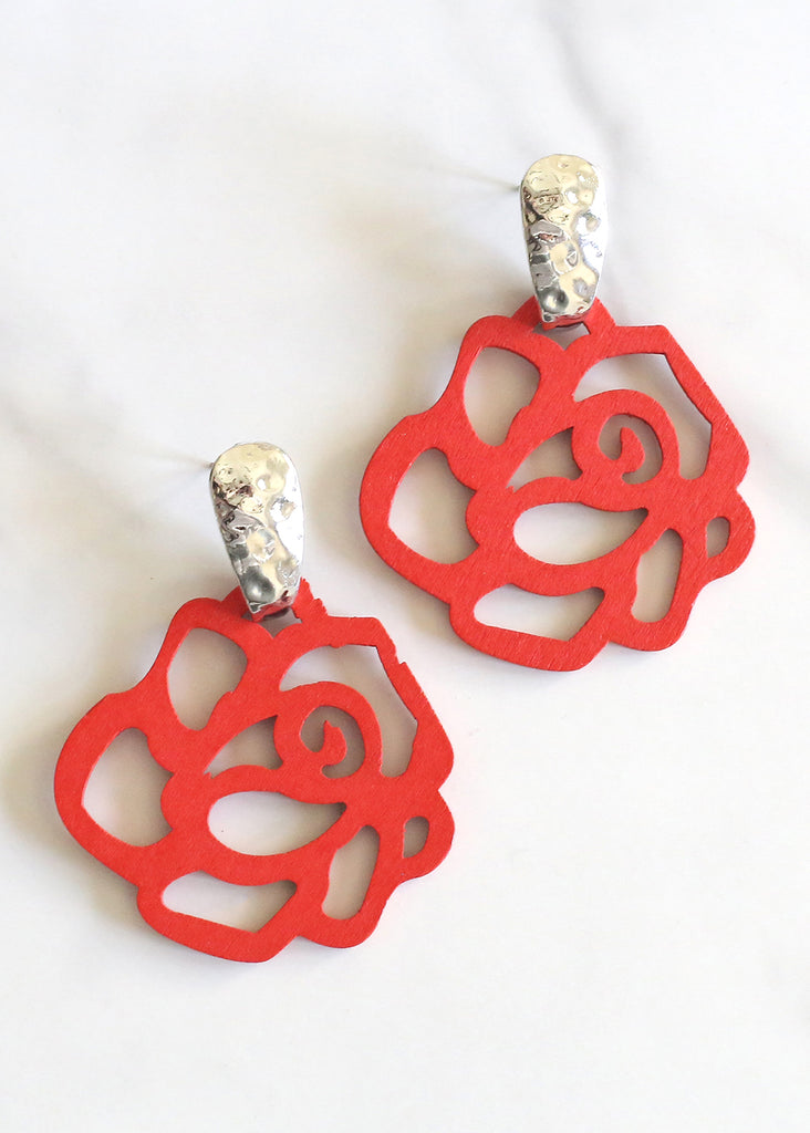 "Rose to the Occasion" Earrings Red JEWELRY - Shop Miss A