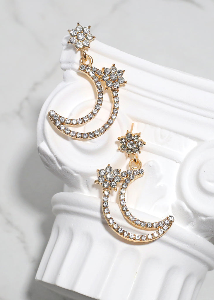 Floral Moon Earrings  JEWELRY - Shop Miss A