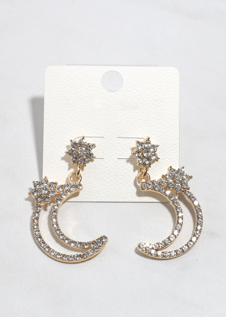 Floral Moon Earrings Gold JEWELRY - Shop Miss A