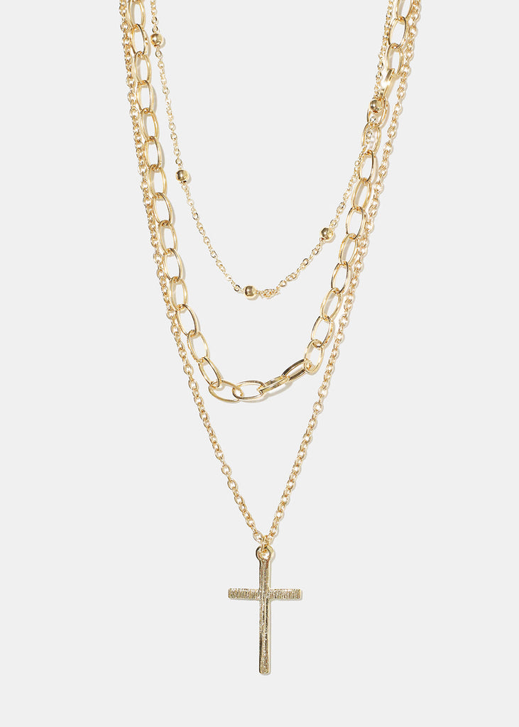 Cross Layered Necklace Gold JEWELRY - Shop Miss A