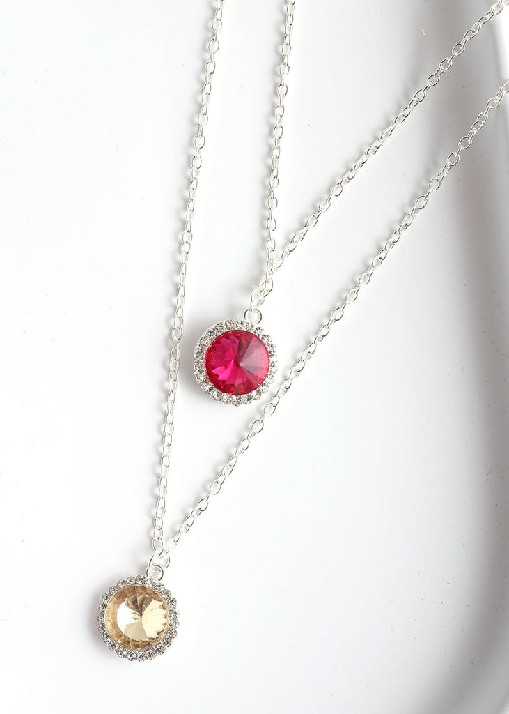 Circle Gem Layered Necklace  JEWELRY - Shop Miss A
