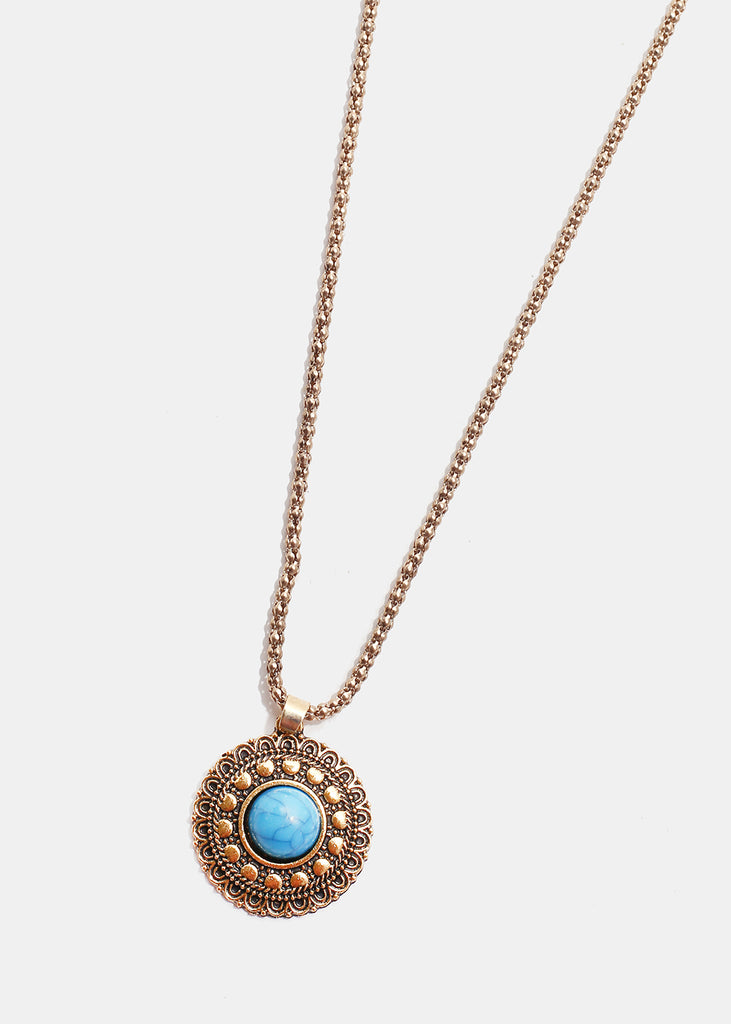 Circle Pendant Necklace Gold JEWELRY - Shop Miss A
