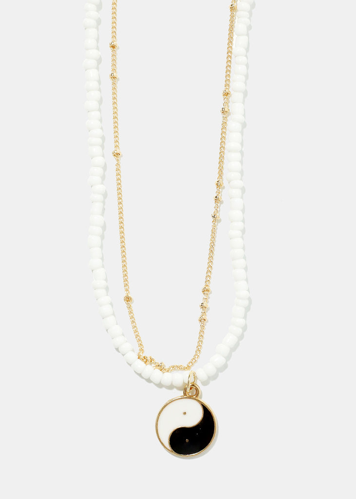 2 Layered Yin Yang Beaded Necklace G. White JEWELRY - Shop Miss A