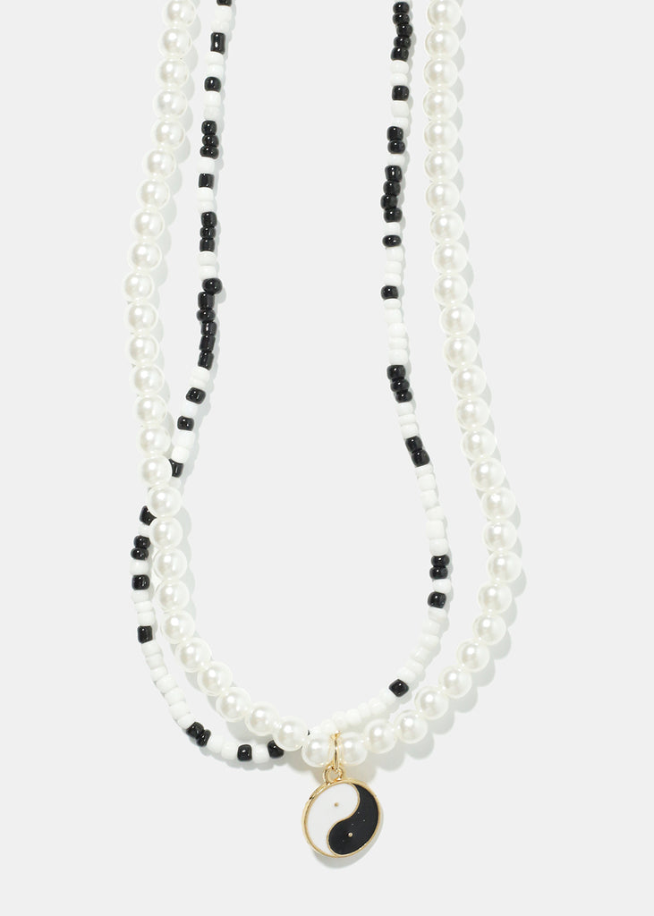 2 Layered Yin Yang Pearl & bead Necklace Style 2 JEWELRY - Shop Miss A