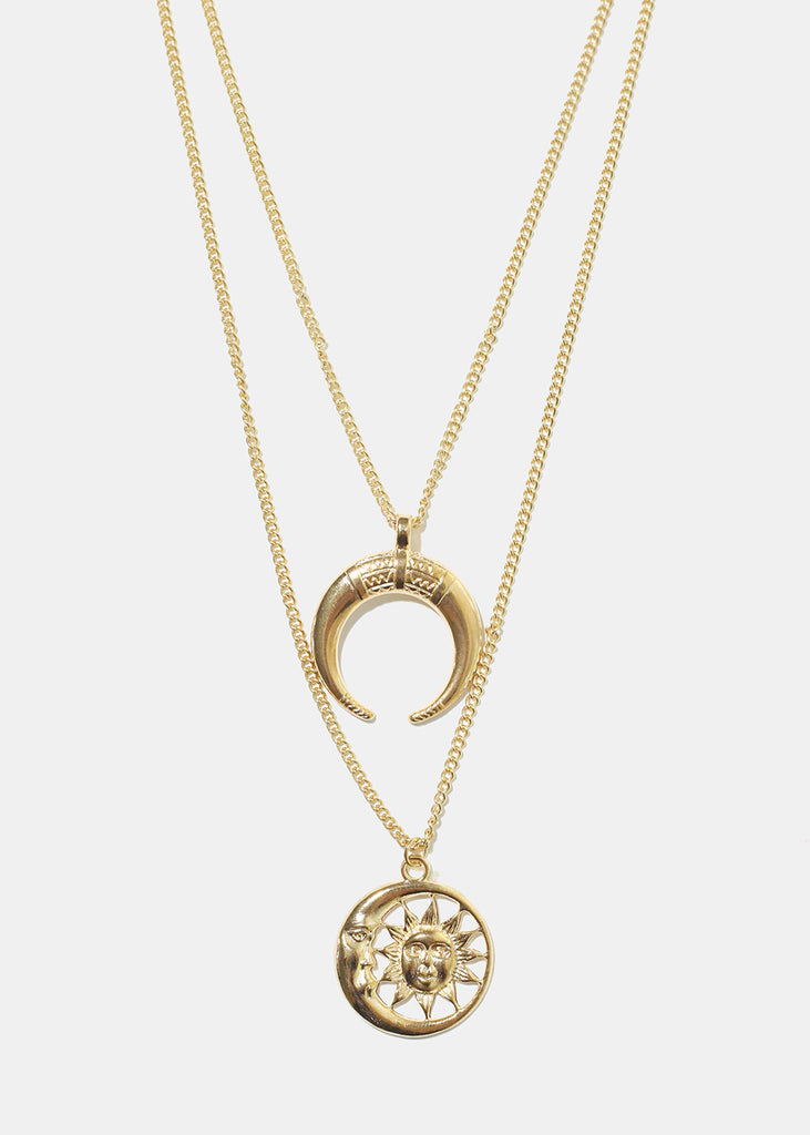 Moon & Sun Double Chain Necklace  JEWELRY - Shop Miss A