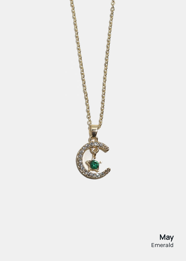 Miss A Birthstone Necklace - Moon + Star May JEWELRY - Shop Miss A