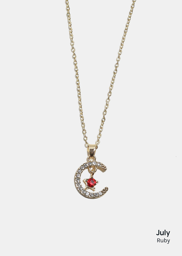 Miss A Birthstone Necklace - Moon + Star July JEWELRY - Shop Miss A