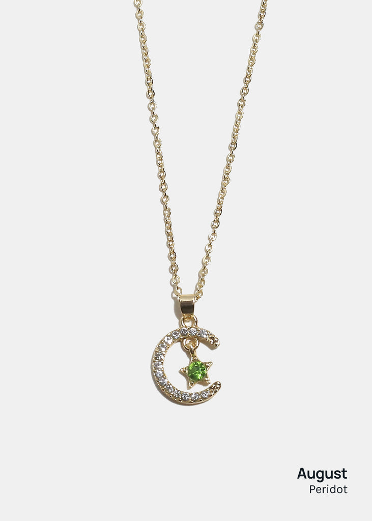 Miss A Birthstone Necklace - Moon + Star August JEWELRY - Shop Miss A