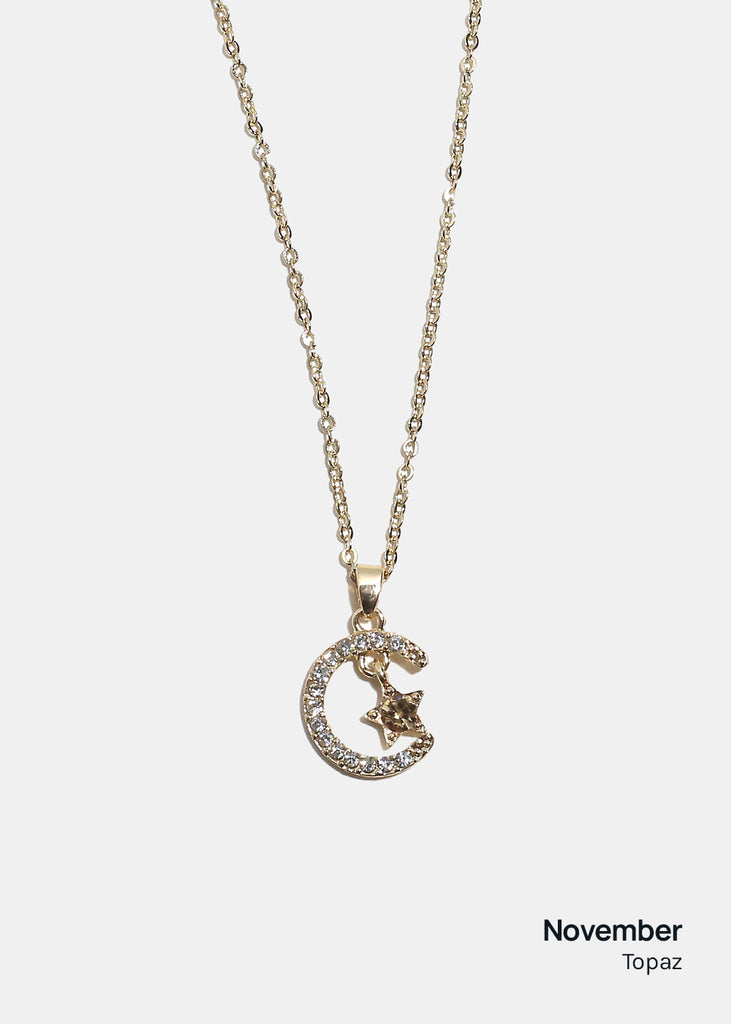 Miss A Birthstone Necklace - Moon + Star November JEWELRY - Shop Miss A