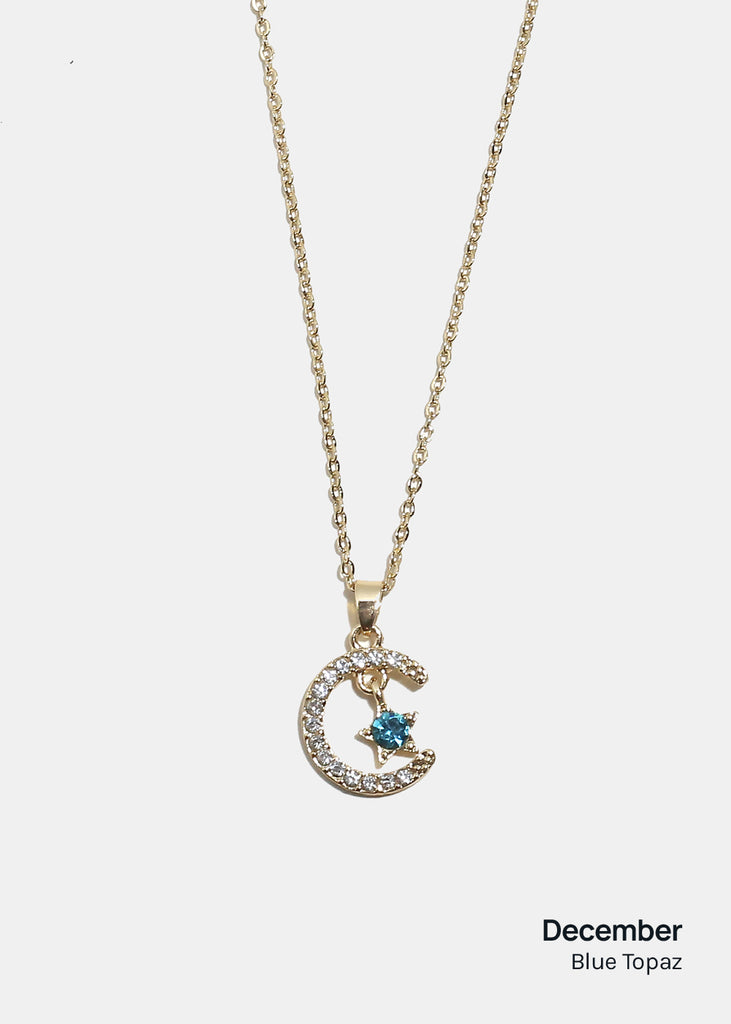 Miss A Birthstone Necklace - Moon + Star December JEWELRY - Shop Miss A