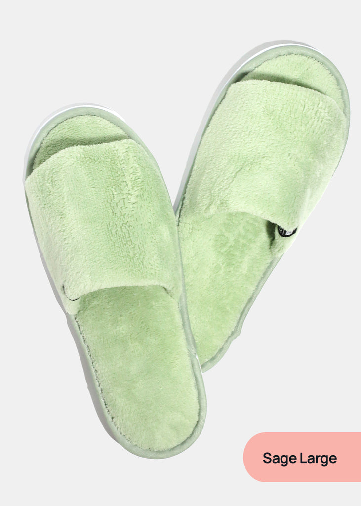 Official Key Items Open Toe Plush Slippers Sage Large LIFE - Shop Miss A