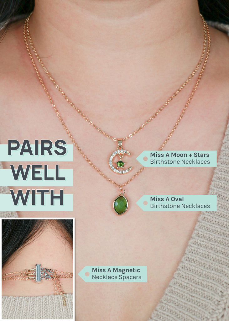 Miss A Birthstone Necklace - Oval  JEWELRY - Shop Miss A