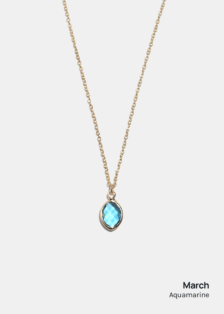 Miss A Birthstone Necklace - Oval March JEWELRY - Shop Miss A