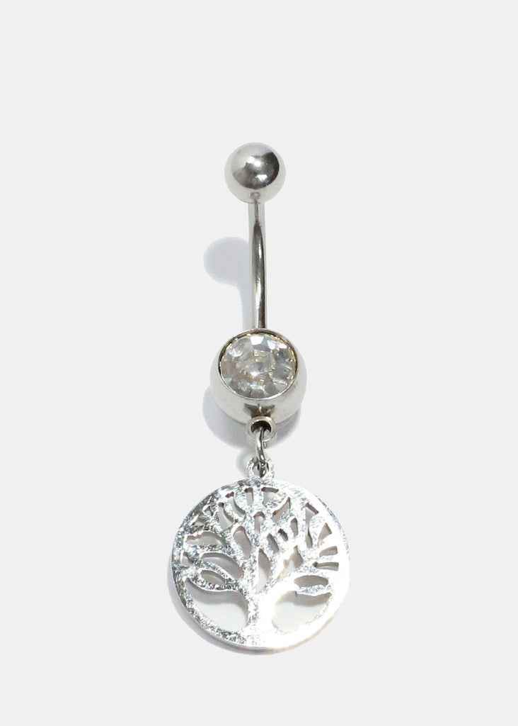 Tree of Life in Circle Belly Piercing Silver JEWELRY - Shop Miss A