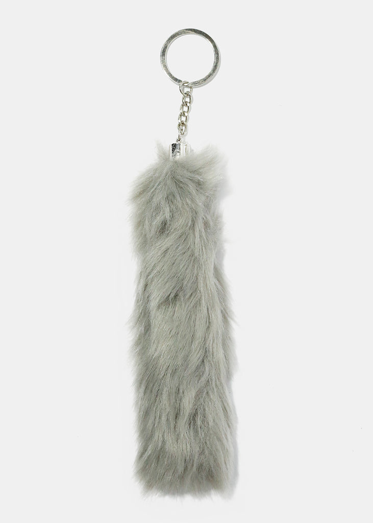 Long Fuzzy Keychain Grey ACCESSORIES - Shop Miss A