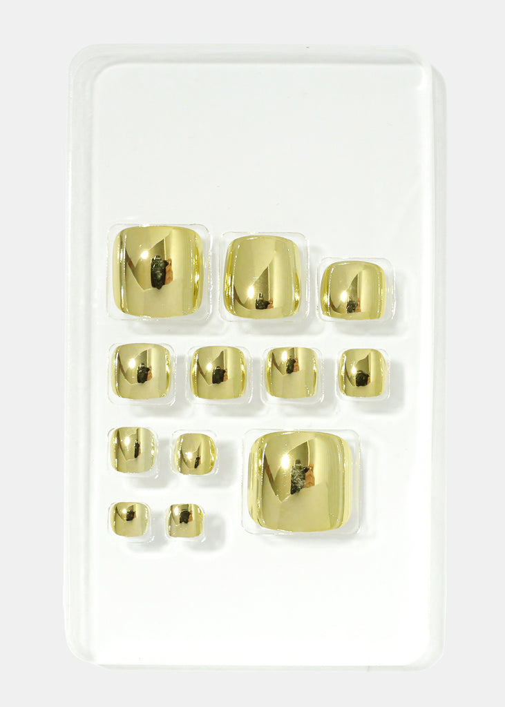 Metallic Square Tip Press On Nails Gold NAILS - Shop Miss A