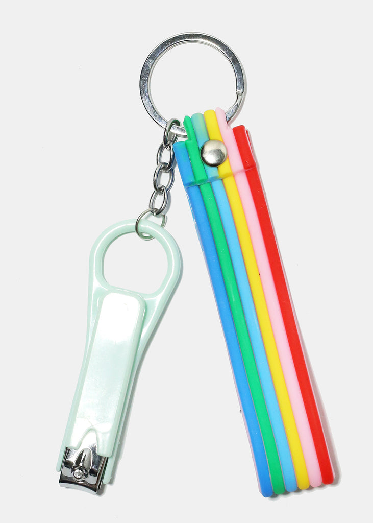 Rainbow Nail Clipper Keychain Teal COSMETICS - Shop Miss A