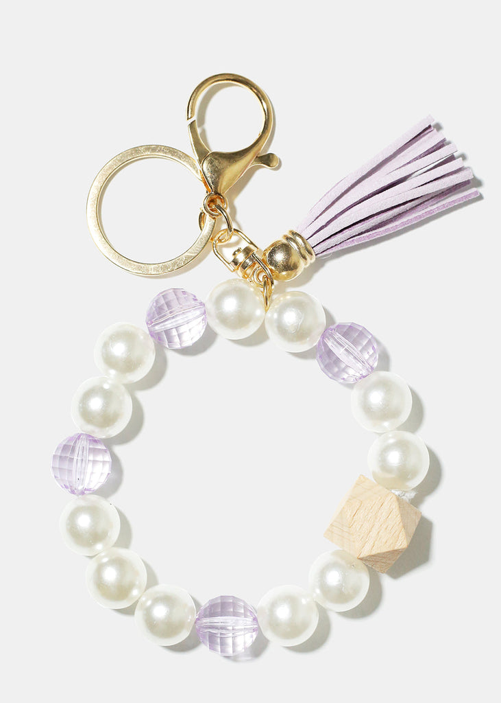 Pearl & Tassel Wrist Keychain Purple/gold ACCESSORIES - Shop Miss A