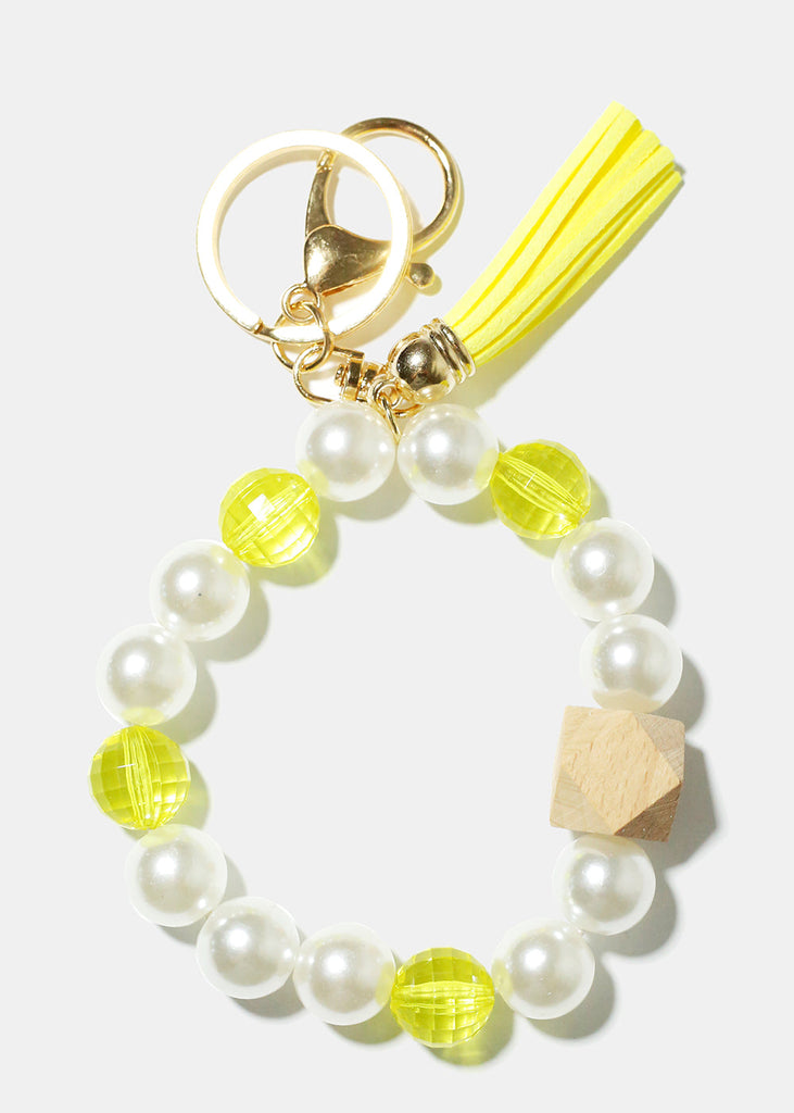 Pearl & Tassel Wrist Keychain Yellow/gold ACCESSORIES - Shop Miss A