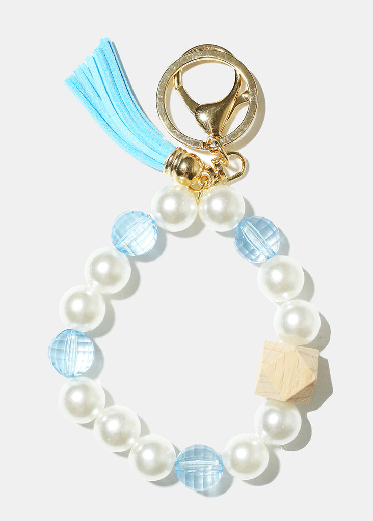 Pearl & Tassel Wrist Keychain Blue/gold ACCESSORIES - Shop Miss A