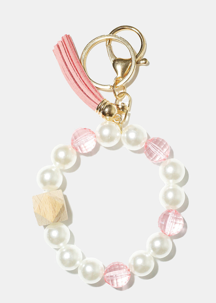 Pearl & Tassel Wrist Keychain Pink/gold ACCESSORIES - Shop Miss A