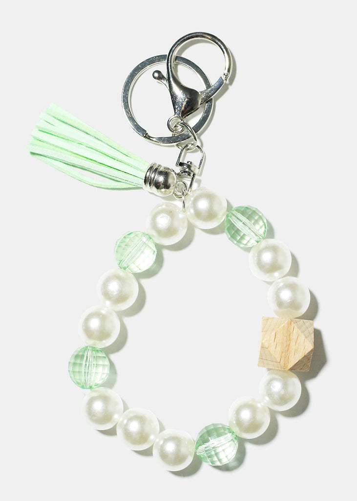 Pearl & Tassel Wrist Keychain Green/silver ACCESSORIES - Shop Miss A