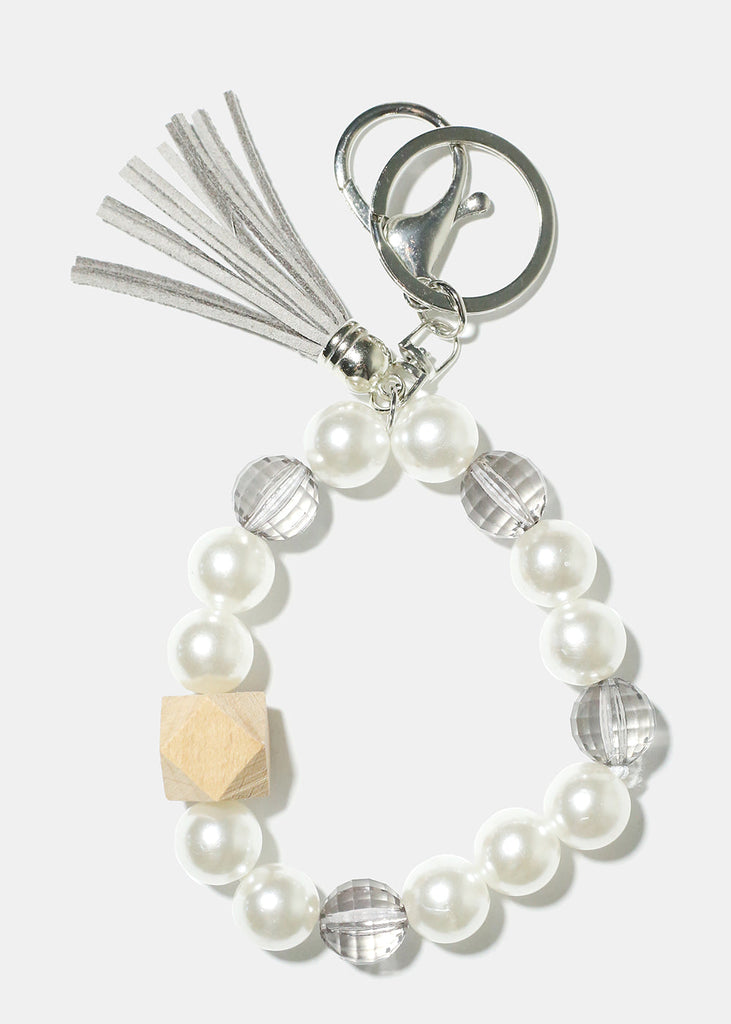 Pearl & Tassel Wrist Keychain Grey/silver ACCESSORIES - Shop Miss A