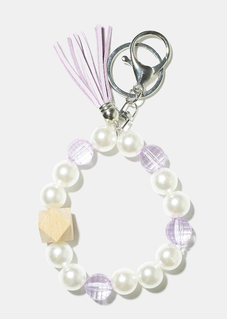 Pearl & Tassel Wrist Keychain Purple/silver ACCESSORIES - Shop Miss A