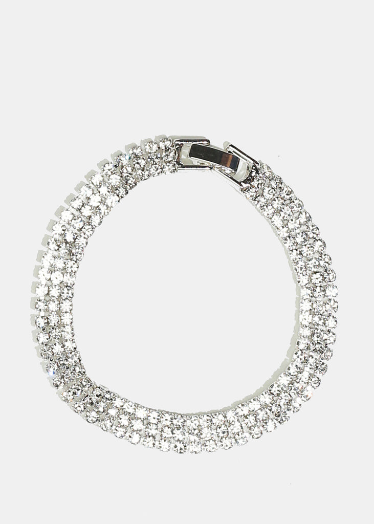 Sparkly Rhinestone Bracelet Silver JEWELRY - Shop Miss A