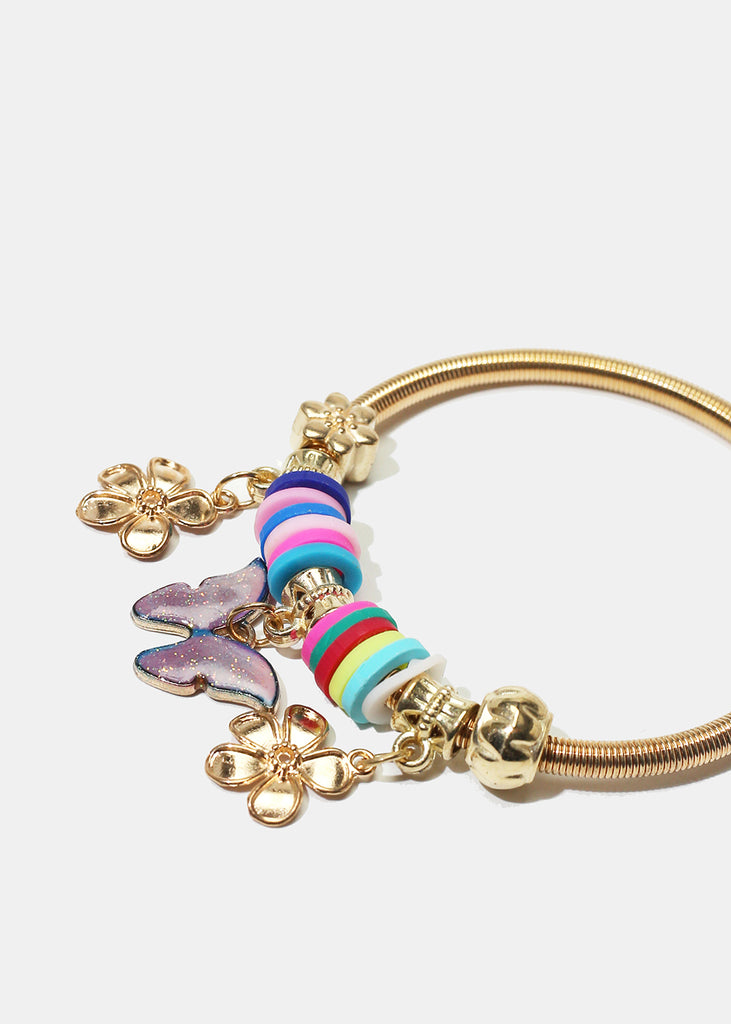 Butterfly & Flower Charm Coil Bracelet  JEWELRY - Shop Miss A