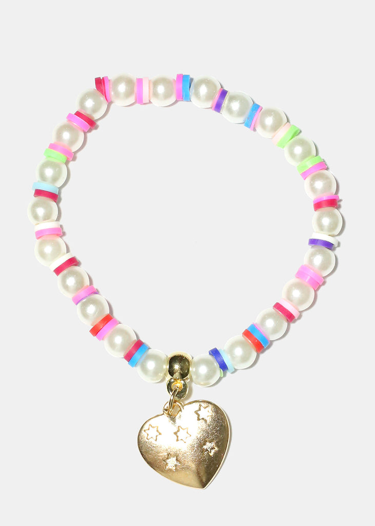 Heart Charm Pearl & Bead Bracelet  JEWELRY - Shop Miss A