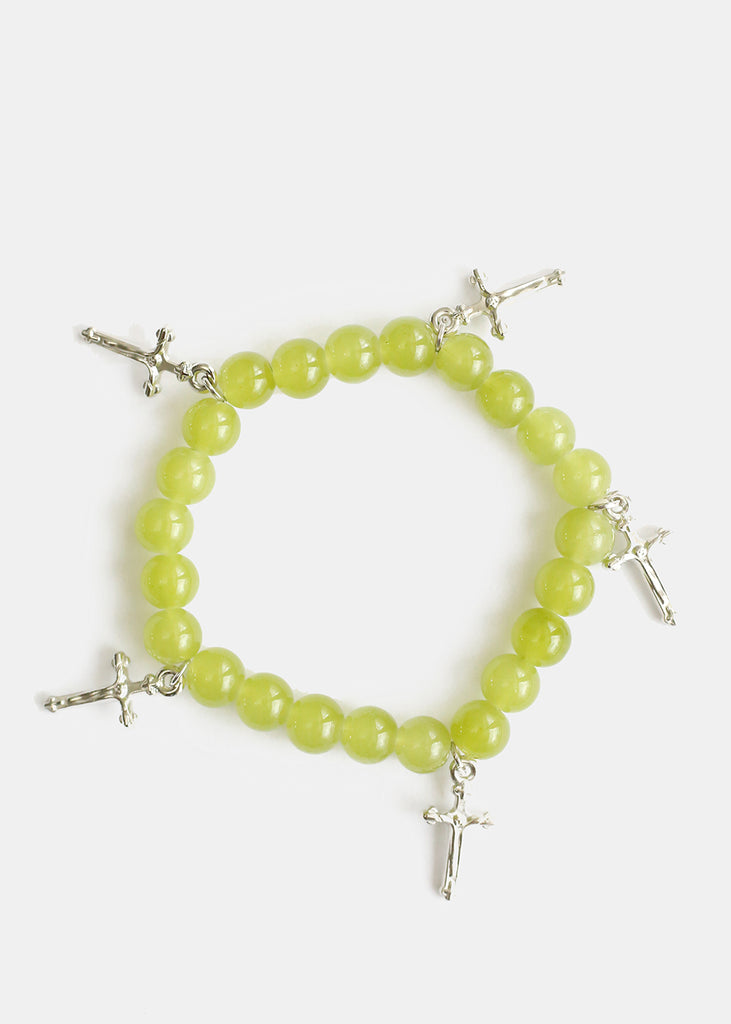 Beaded Bracelet with Silver Crosses D. Green JEWELRY - Shop Miss A