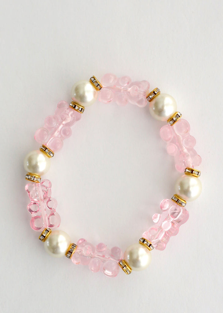 Gummy Bear & Pearl Bracelet L. Pink/gold JEWELRY - Shop Miss A