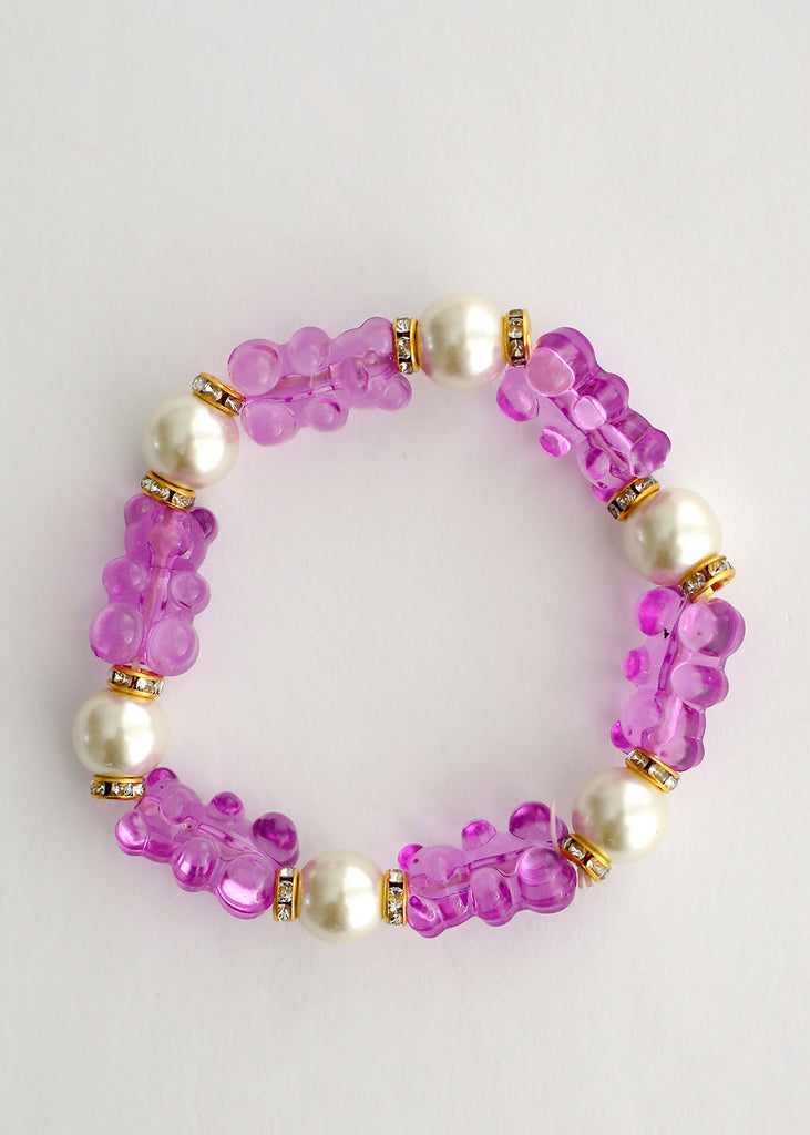 Gummy Bear & Pearl Bracelet Purple/gold JEWELRY - Shop Miss A