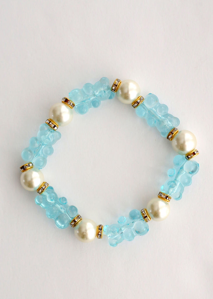 Gummy Bear & Pearl Bracelet Blue/gold JEWELRY - Shop Miss A