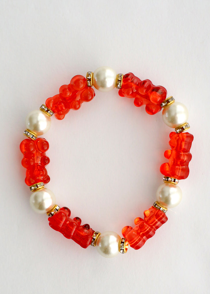 Gummy Bear & Pearl Bracelet Red/gold JEWELRY - Shop Miss A