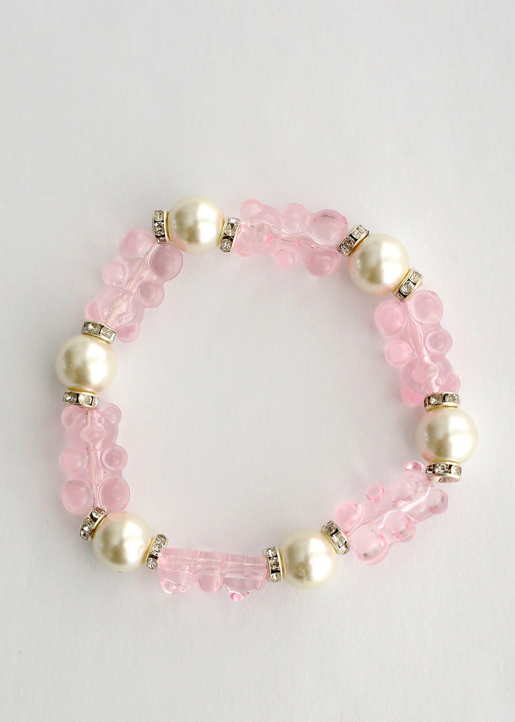 Gummy Bear & Pearl Bracelet L. Pink/silver JEWELRY - Shop Miss A