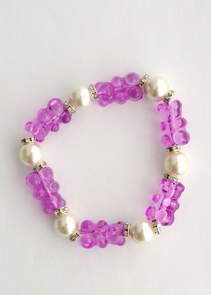 Gummy Bear & Pearl Bracelet Purple/silver JEWELRY - Shop Miss A