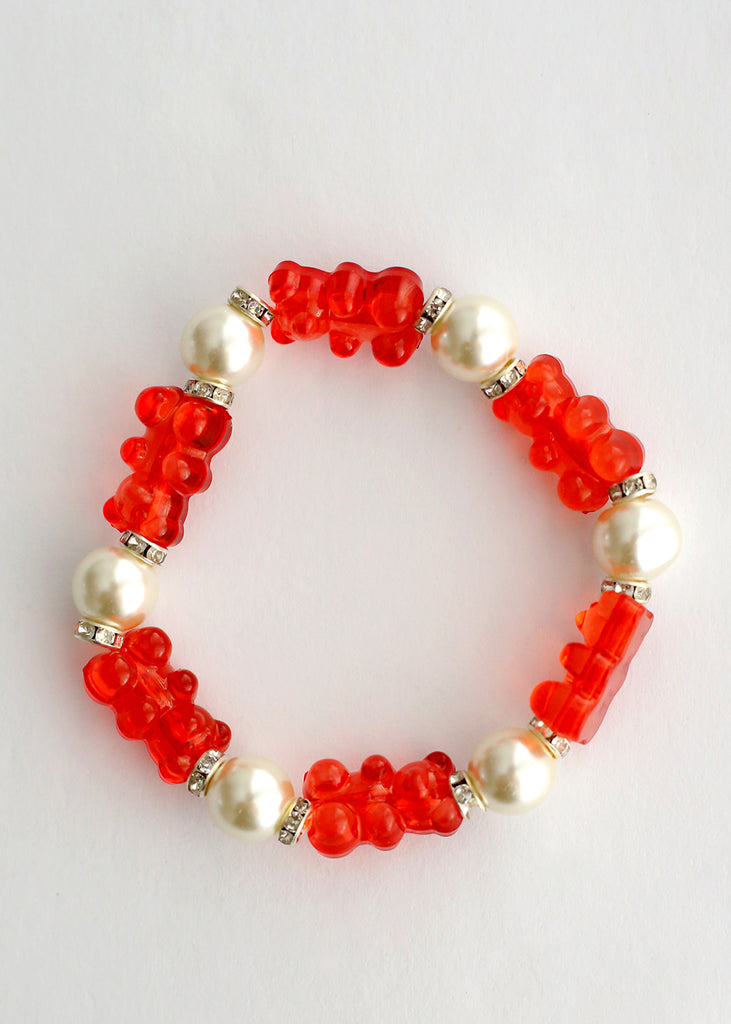 Gummy Bear & Pearl Bracelet Red/silver JEWELRY - Shop Miss A