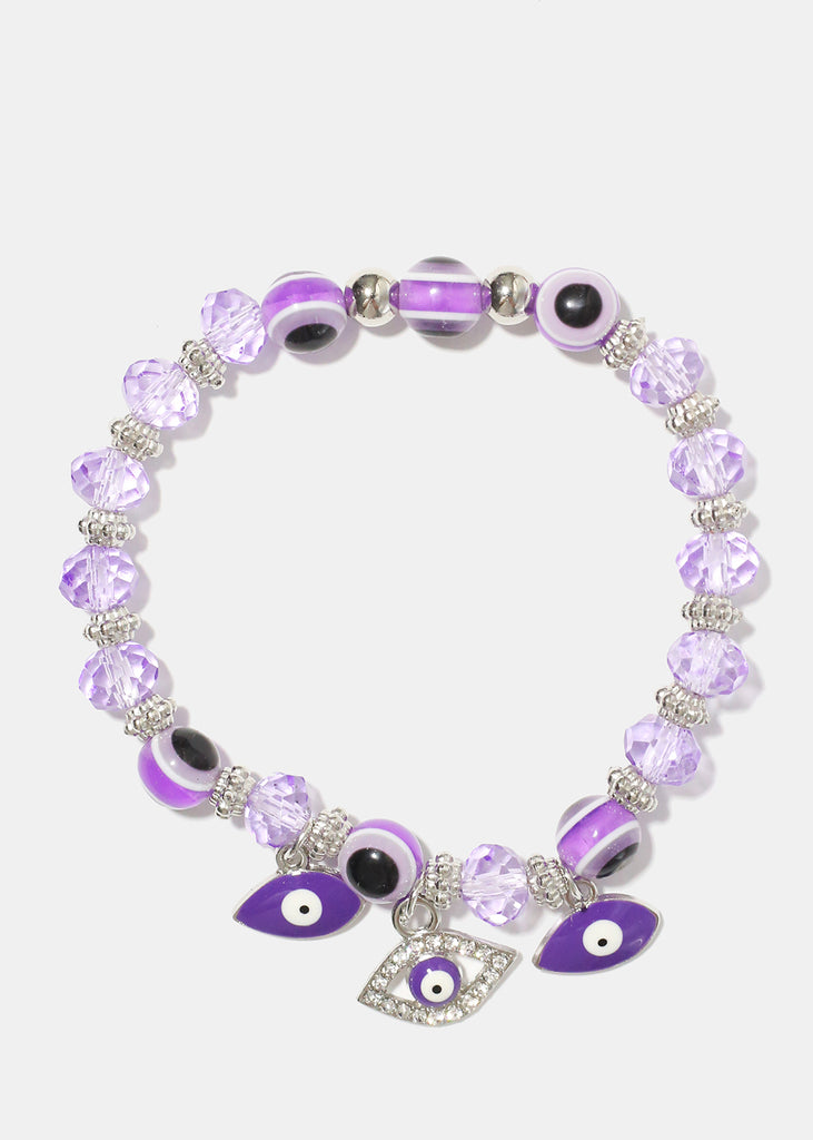 Evil Eye Bead Bracelet Purple JEWELRY - Shop Miss A