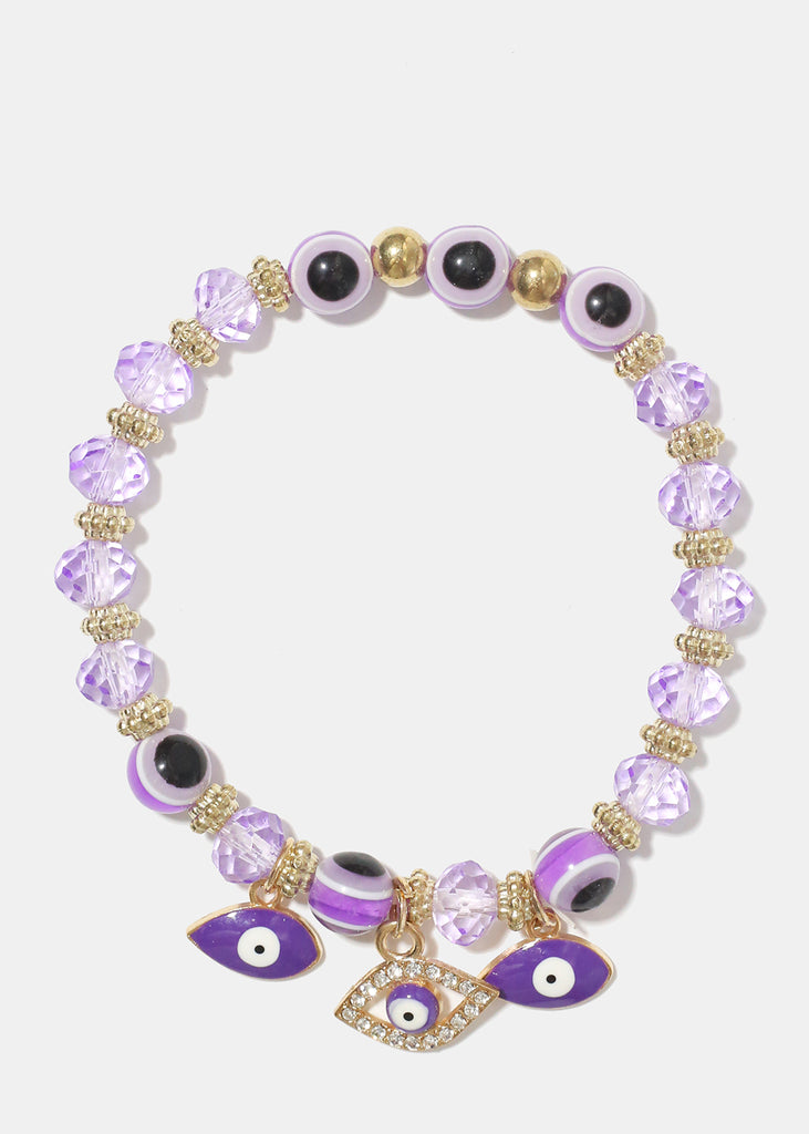 Evil Eye Bead Bracelet Purple/gold JEWELRY - Shop Miss A