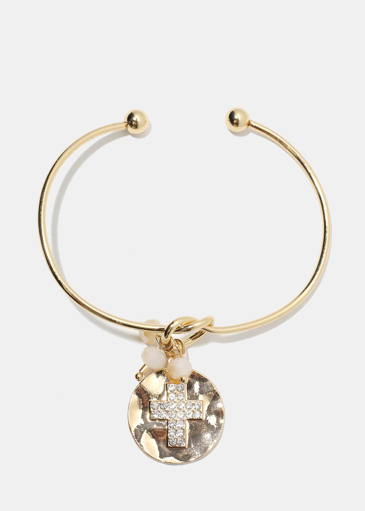 Cross Open Bangle Bracelet Gold JEWELRY - Shop Miss A