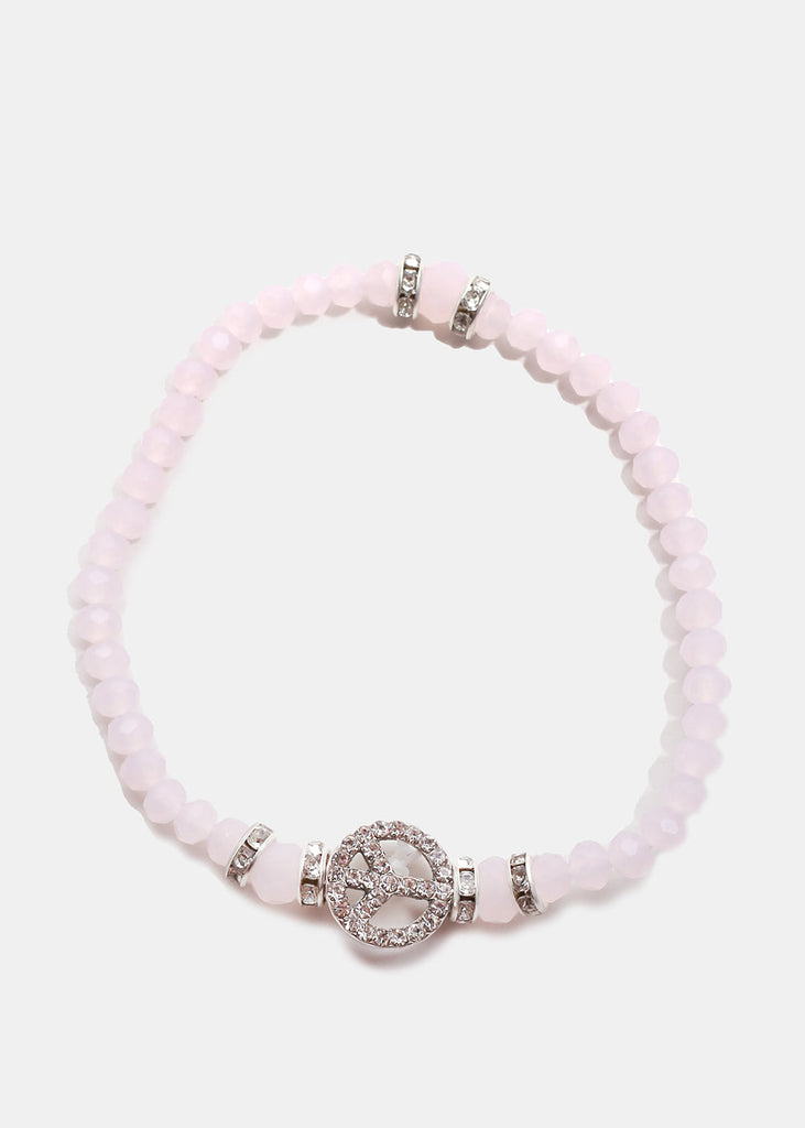 Peace Bead Bracelet Pink/Silver JEWELRY - Shop Miss A