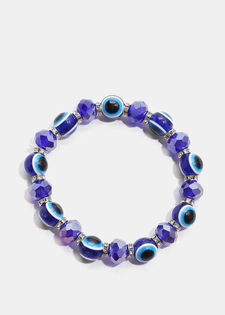 Blue Evil Eye Bead Bracelet Silver JEWELRY - Shop Miss A