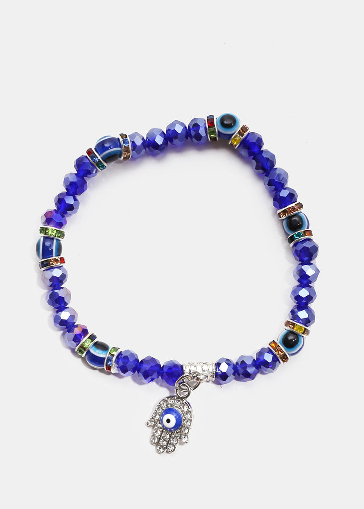 Blue Hamsa Hand Bracelet with Evil Eye Silver JEWELRY - Shop Miss A