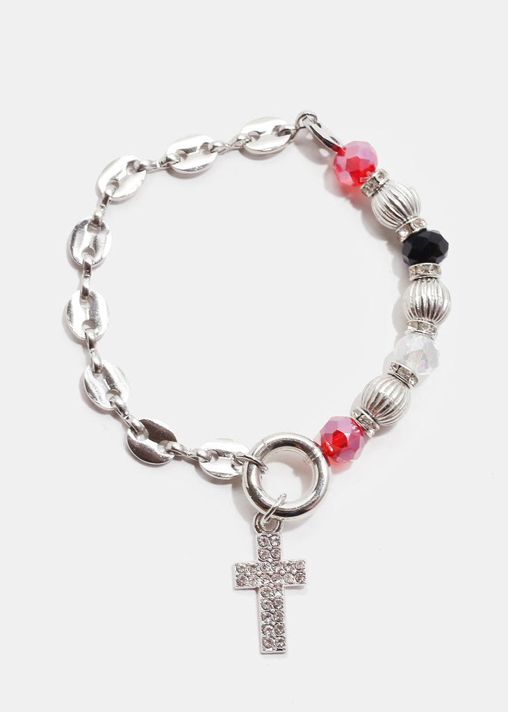 Bead Bracelet with Cross Multi JEWELRY - Shop Miss A