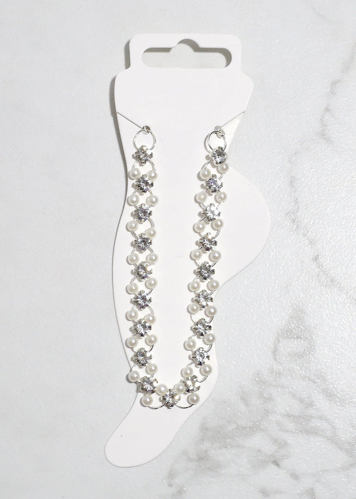 Diamond & Pearls Anklet Silver JEWELRY - Shop Miss A