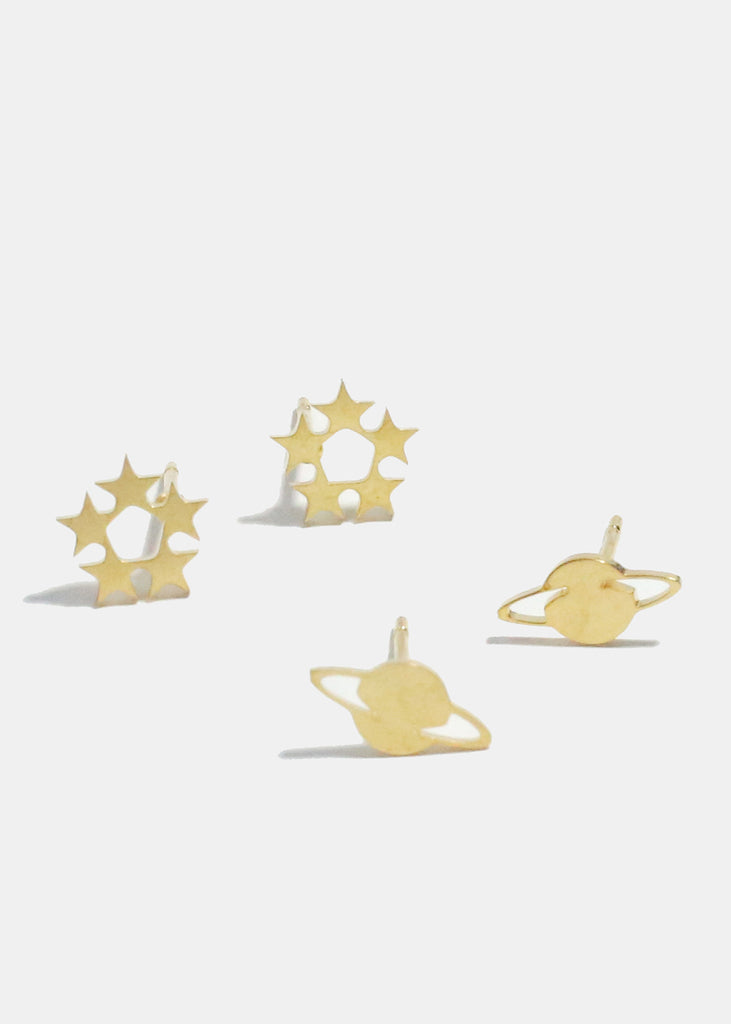 2-Pair Star & Planet Stud Earrings  JEWELRY - Shop Miss A